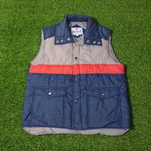 VINTAGE 80S STRIPED COLORBLOCK PUFFER VEST MULTICOLOR WINDCREST BRAND VTG
